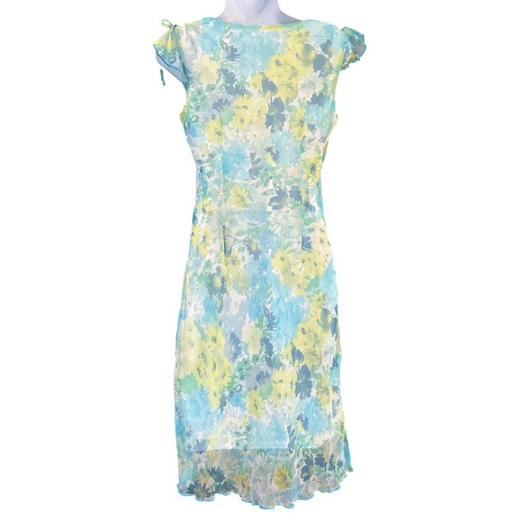 Vintage 90s Byer Too Floral Mesh Dress Y2K Cottagecore Fairycore Ethereal Garden - Picture 4 of 6